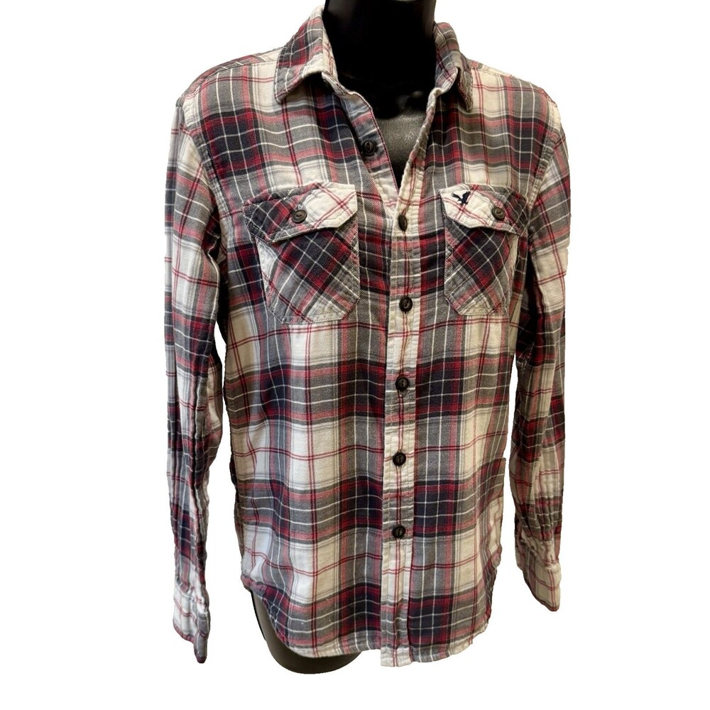 American Eagle Womens Athletic Fit Flannel Shirt Size XS Plaid Lined Button Up